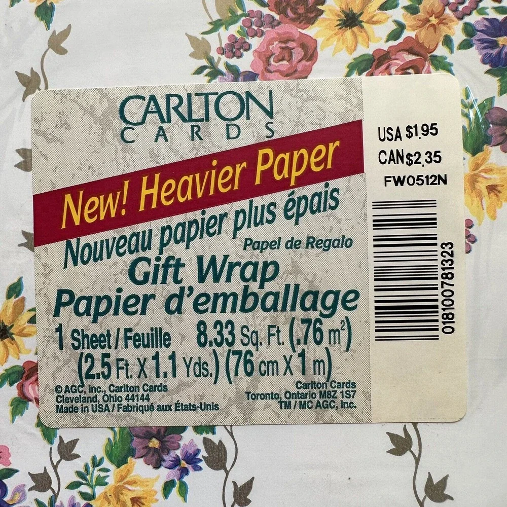 Vintage Carlton Cards Gift Wrap Lot Of‎ 10 Heavy Wrapping Paper Floral Flowers